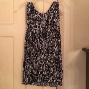 Black/white dotted ink print knitted viscose shell